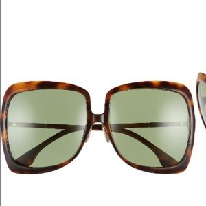 New Fendi 62mm 16mm oversized square sunglasses made in Italy Dark Havana green